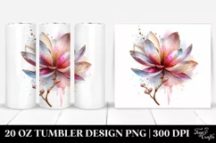 20 Oz Tumbler Sublimation | Shiny Magnolia Watercolor Product Image 1