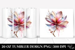 20 Oz Tumbler Sublimation | Shiny Magnolia Watercolor Product Image 1