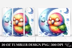 Colorful Baby Parrot Sleeping on Moon | 20 Oz Tumbler Product Image 1