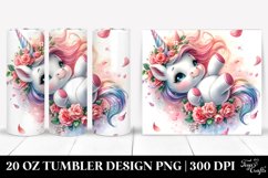 Cute Baby Unicorn Tumbling with Petals | 20 Oz Tumbler Product Image 1