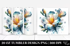 20 Oz Tumbler Sublimation | Glossy Freesia Watercolor Product Image 1