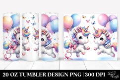 Cute Baby Unicorn Dancing with Balloons | 20 Oz Tumbler Product Image 1