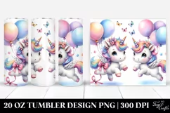 Cute Baby Unicorn Dancing with Balloons | 20 Oz Tumbler Product Image 1
