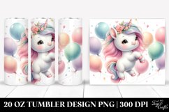 Cute Baby Unicorn Dancing with Balloons | 20 Oz Tumbler Product Image 1