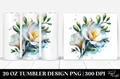 20 Oz Tumbler Sublimation | Glossy Freesia Watercolor Product Image 1