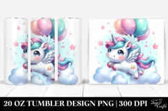 Cute Unicorn Balloons | 20 Oz Tumbler Product Image 1