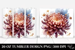 20 Oz Tumbler Sublimation | Glossy Chrysanthemum Watercolor Product Image 1