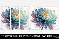 20 Oz Tumbler Sublimation | Glossy Chrysanthemum Watercolor Product Image 1