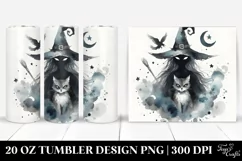 Whimsical Witch and Cat | 20 oz Tumbler Product Image 1