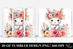 Cartoon-Style Pastel Rabbit with Flower Crown, 20 Oz Tumbler Product Image 1