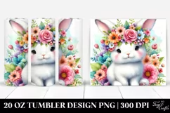 Cute Rabbit with Flower Crown 20 Oz Tumbler Product Image 1
