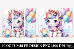 Baby Unicorn with Beachwear and Balloons | 20 Oz Tumbler Product Image 1