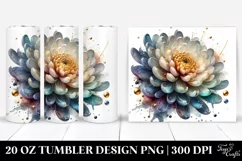 20 Oz Tumbler Sublimation | Glossy Chrysanthemum Watercolor Product Image 1
