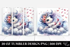 Cute Baby Unicorn Tumbling in Spring Petals | 20 Oz Tumbler Product Image 1
