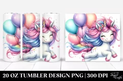 Cute Unicorn Floating with Balloons | 20 Oz Tumbler Product Image 1