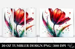 Glossy Tulip Watercolor Splash 20 Oz Tumbler Product Image 1