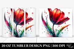 20 Oz Tumbler Sublimation | Glossy Tulip Watercolor Splash Product Image 1