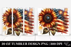 Watercolor Vintage Rusty Sunflower with Fireworks 20 oz Product Image 1