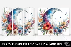 Colorful Half Moon with Flowers | 20 oz Tumbler Product Image 1