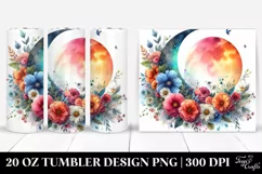 Colorful Half Moon with Flowers | 20 oz Tumbler Product Image 1