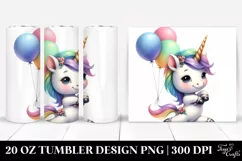 Cute Baby Unicorn Dancer with Balloons | 20 Oz Tumbler Product Image 1