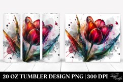 Glossy Tulip Watercolor Splash 20 Oz Tumbler Product Image 2