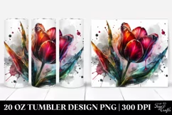 Glossy Tulip Watercolor Splash 20 Oz Tumbler Product Image 2
