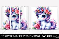 Vibrant Cute Unicorn with Floral Wreath 20 Oz Tumbler Product Image 1