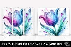 20 Oz Tumbler Sublimation | Glossy Tulip Watercolor Splash Product Image 1