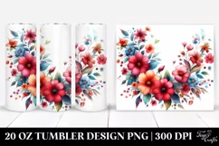Colorful Floral Frame with Red Flowers, 20 Oz Tumbler Product Image 1