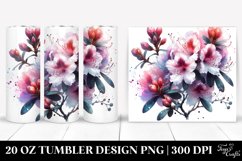 20 Oz Tumbler Sublimation | Watercolor Rhododendron Metallic Product Image 1