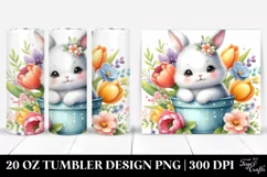 Cute Baby Rabbit with Flowers Clipart Product Image 1