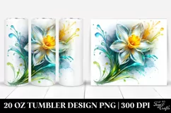 20 Oz Tumbler Sublimation | Shiny y Daffodil Watercolor Product Image 1