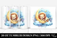 Cute Baby Lion Sleeping on Moon | 20 Oz Tumbler Product Image 1