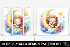 Cute Baby Lion Sleeping on Moon | 20 Oz Tumbler Product Image 1
