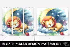 Cute Baby Lion Sleeping on Moon | 20 Oz Tumbler Product Image 1