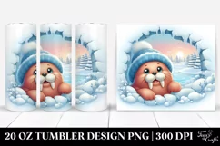 Cute Baby Walrus Exiting Snowy Wall, 20 Oz Tumbler Product Image 1