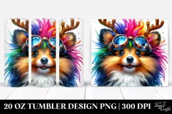 Watercolor Shetland Sheepdog with Reindeer Horns Product Image 1