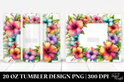 Colorful Watercolor Hibiscus Frame | 20 Oz Tumbler Product Image 1