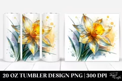 20 Oz Tumbler Sublimation | Shiny y Daffodil Watercolor Product Image 1