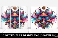 Vibrant Celestial Mushroom Design 20 Oz Tumbler Product Image 1