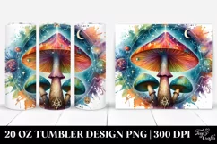 Vibrant Celestial Mushroom Design 20 Oz Tumbler Product Image 1