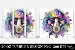 Vibrant Celestial Mushroom Design 20 Oz Tumbler Product Image 1