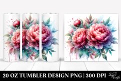 20 Oz Tumbler Sublimation | Glossy Peonies Watercolor Splash Product Image 1