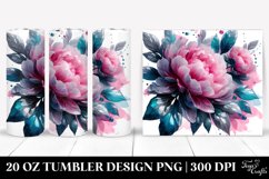 20 Oz Tumbler Sublimation | Glossy Peonies Watercolor Splash Product Image 1