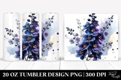 20 Oz Tumbler Sublimation | Golden Delphinium Watercolor Product Image 1