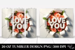 3D Text in Rose Bouquet Clipart 20 Oz Tumbler Product Image 1
