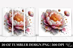 20 Oz Tumbler Sublimation | Golden Peonies Watercolor Product Image 1