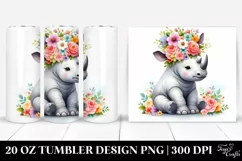 Rhino with Flower Crown | 20 oz Tumbler Product Image 1
