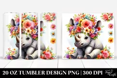 Rhino with Flower Crown | 20 oz Tumbler Product Image 1